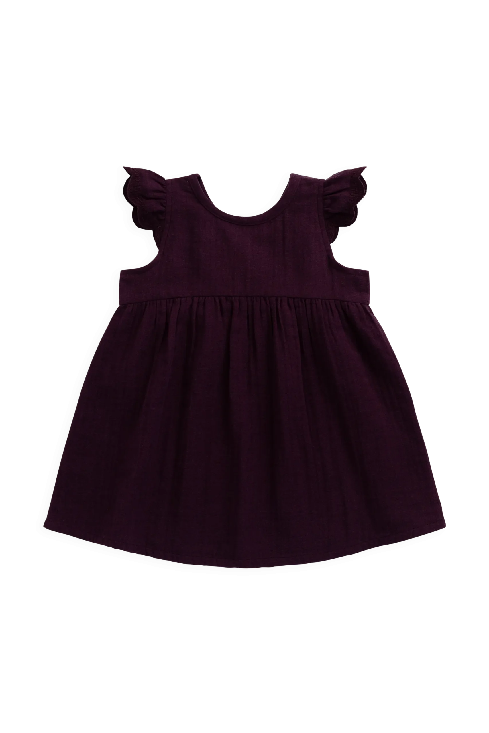 Organic Cotton Muslin Lace Dress - Fig