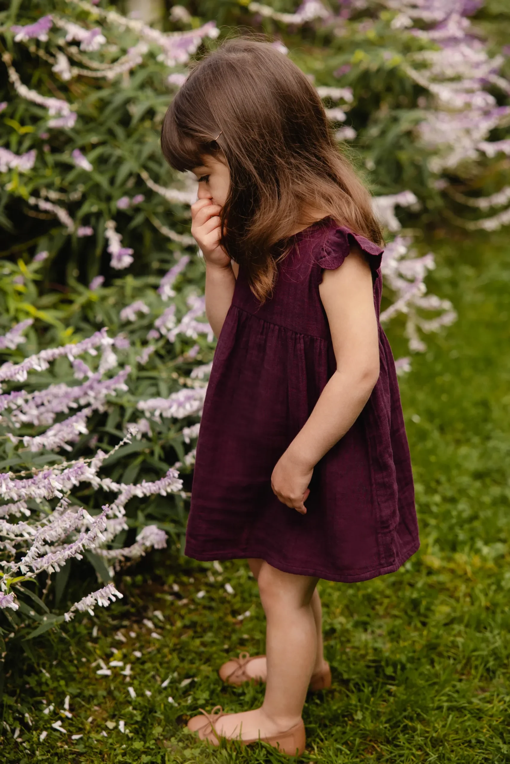 Organic Cotton Muslin Lace Dress - Fig