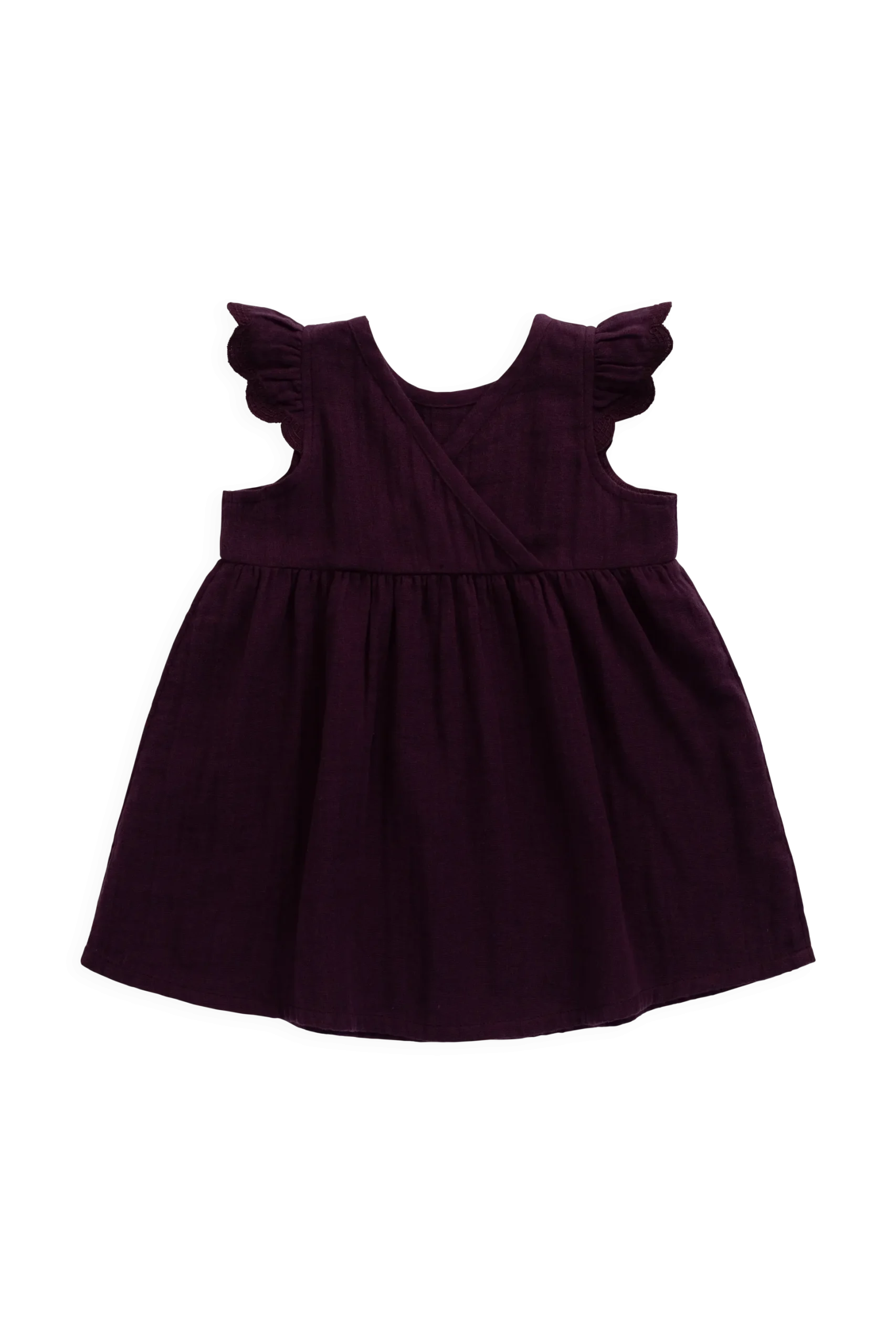 Organic Cotton Muslin Lace Dress - Fig
