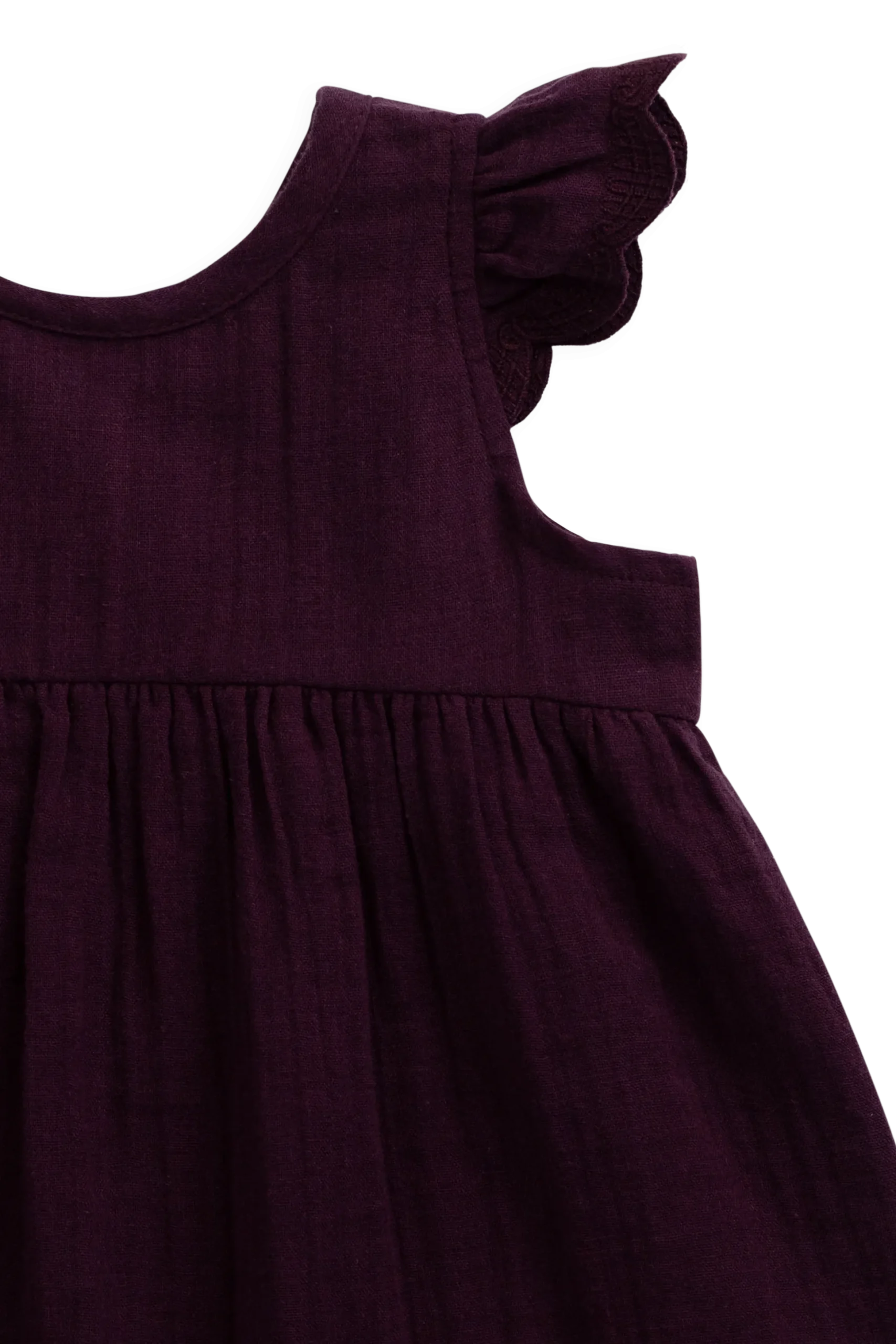 Organic Cotton Muslin Lace Dress - Fig