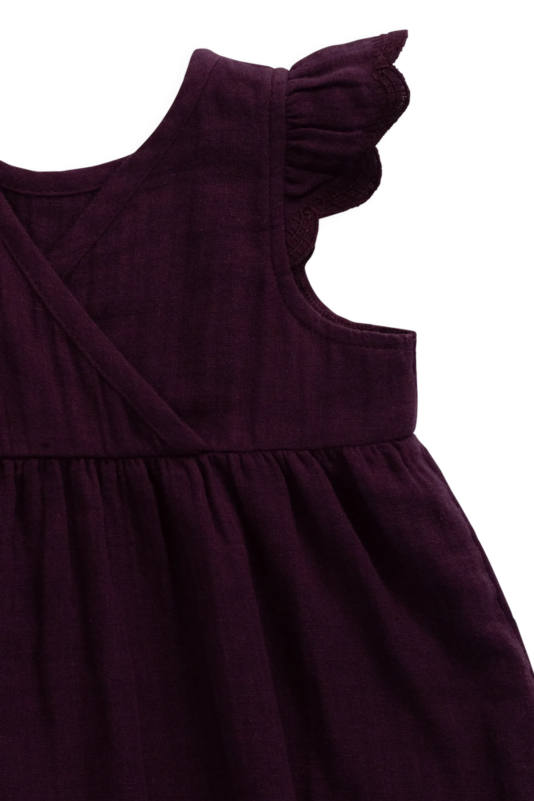 Organic Cotton Muslin Lace Dress - Fig