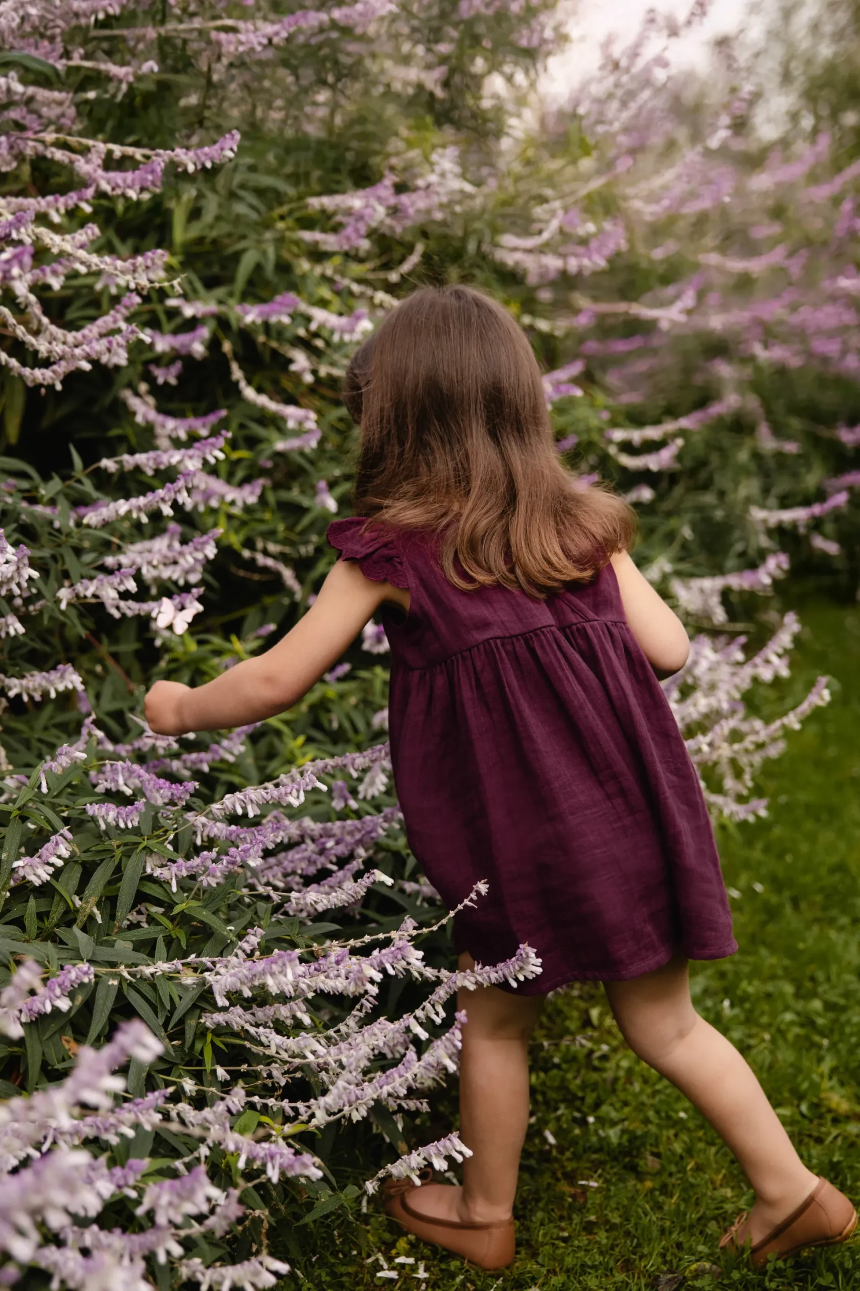 Organic Cotton Muslin Lace Dress - Fig