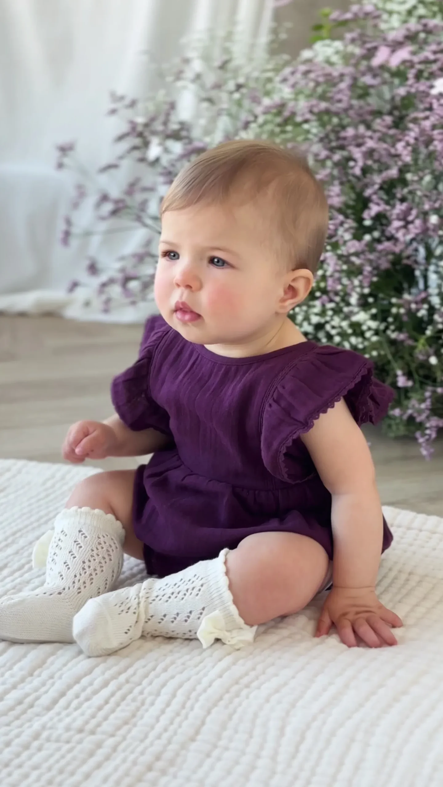 Organic Cotton Muslin Lace Dress - Fig