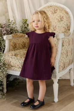 Organic Cotton Muslin Lace Dress - Fig