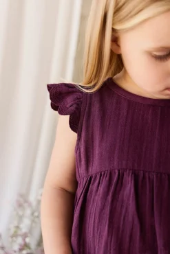 Organic Cotton Muslin Lace Dress - Fig