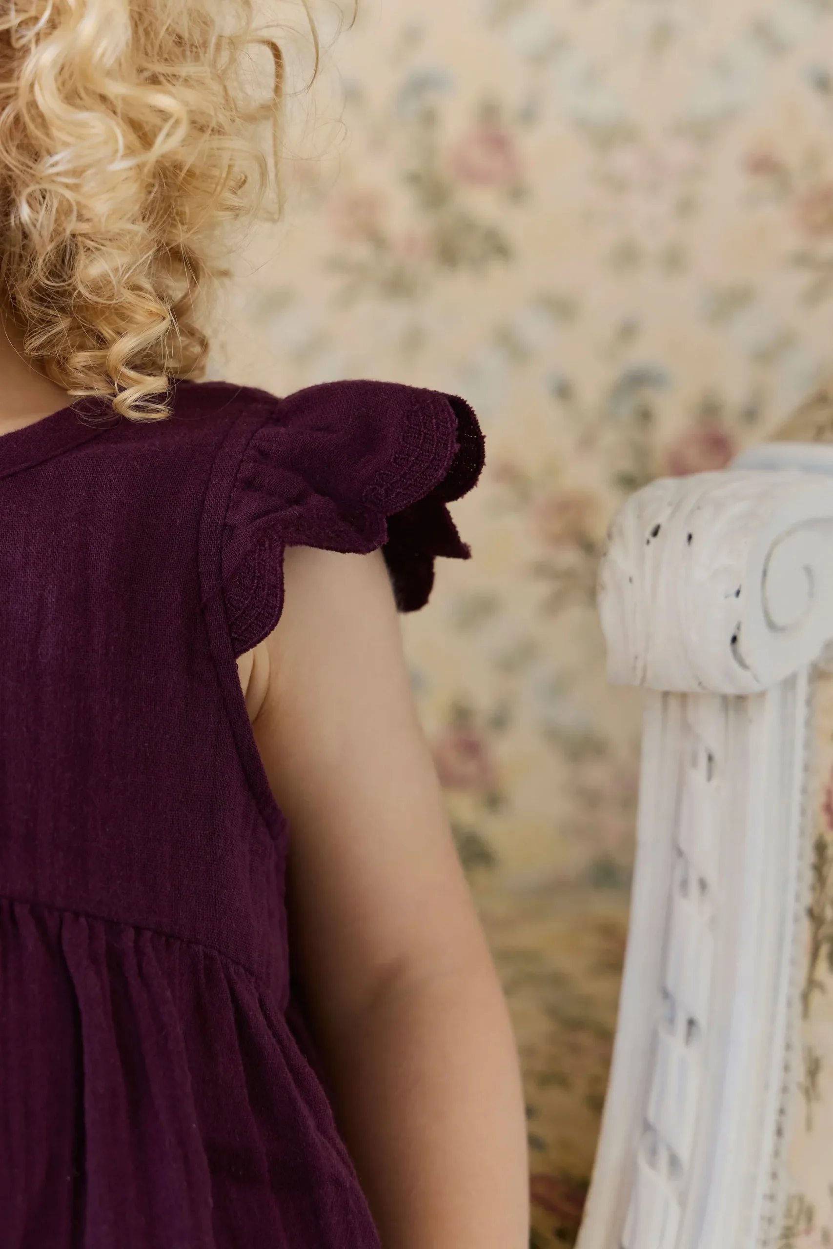 Organic Cotton Muslin Lace Dress - Fig