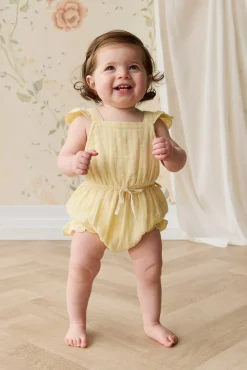 Organic Cotton Muslin Luciana Playsuit - Sunshine
