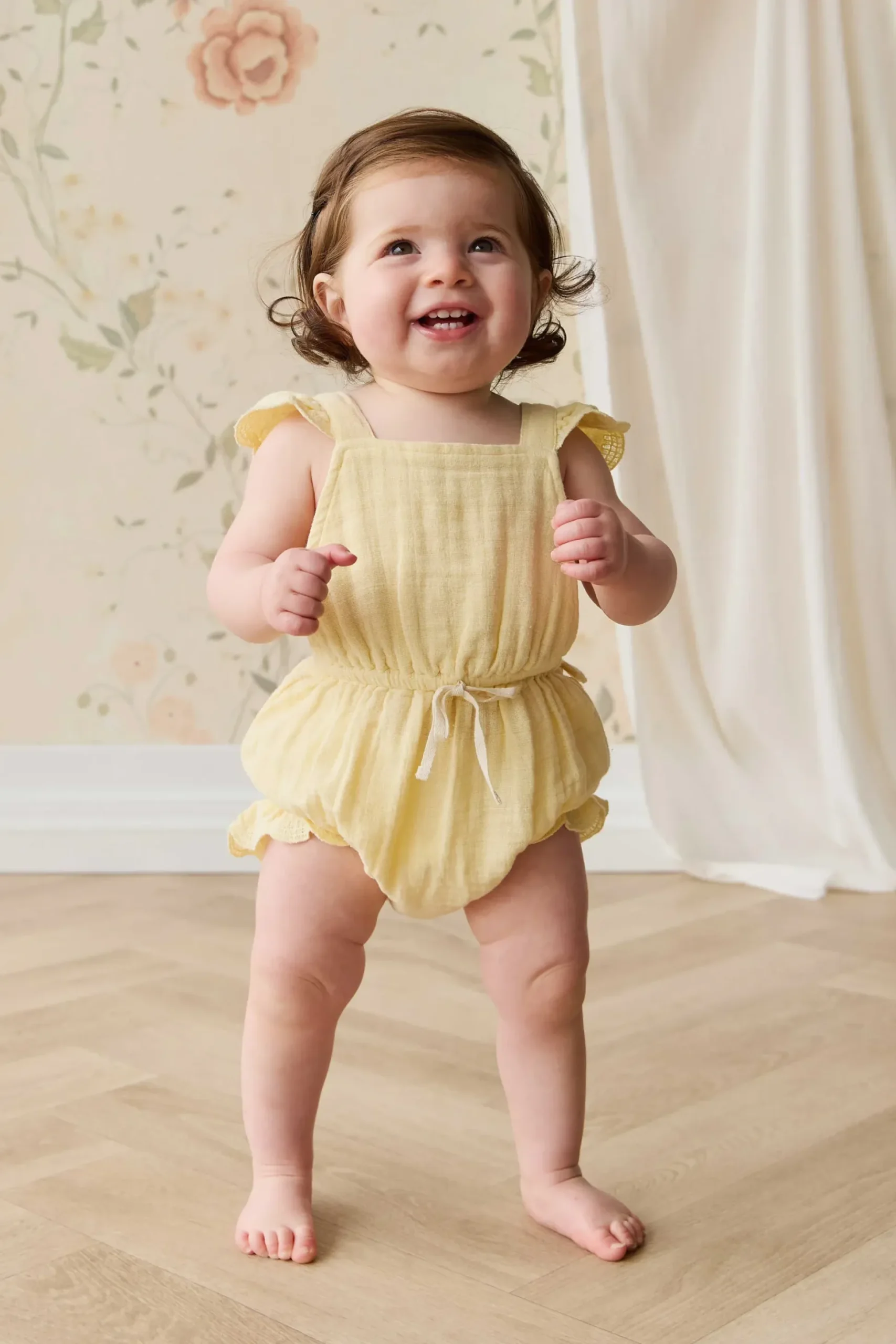 Organic Cotton Muslin Luciana Playsuit - Sunshine