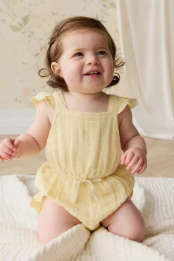 Organic Cotton Muslin Luciana Playsuit - Sunshine