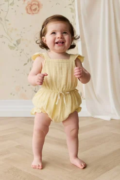 Organic Cotton Muslin Luciana Playsuit - Sunshine