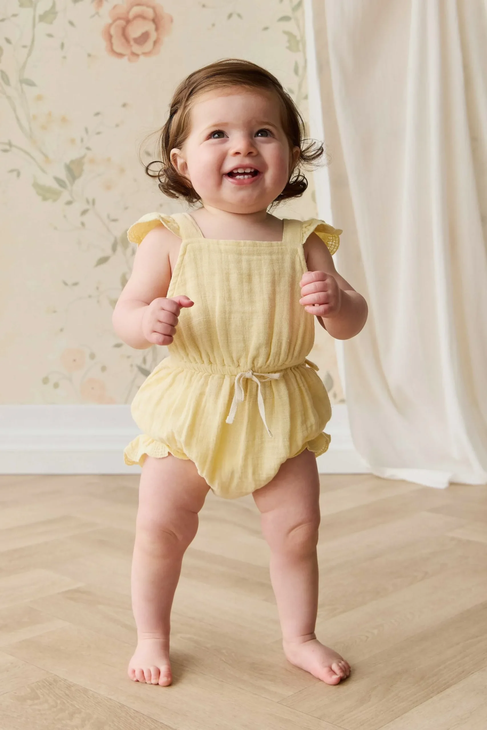 Organic Cotton Muslin Luciana Playsuit - Sunshine