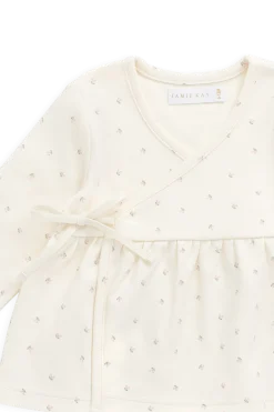 Organic Cotton Petal Wrap Top - Ditsy Cherries