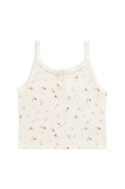Organic Cotton Pointelle Anais Singlet - Eloise Egret