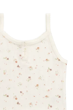 Organic Cotton Pointelle Anais Singlet - Eloise Egret
