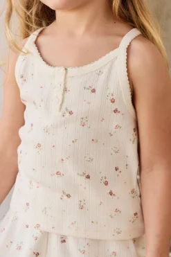 Organic Cotton Pointelle Anais Singlet - Eloise Egret