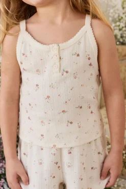 Organic Cotton Pointelle Anais Singlet - Eloise Egret