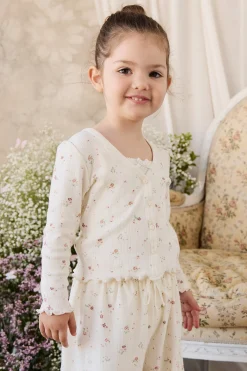 Organic Cotton Pointelle Carine Cardigan - Eloise Egret