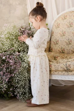 Organic Cotton Pointelle Carine Pant - Eloise Egret
