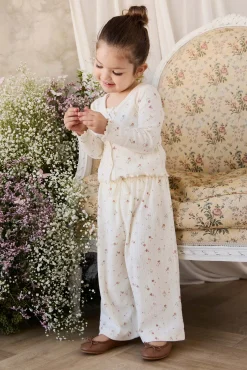Organic Cotton Pointelle Carine Pant - Eloise Egret
