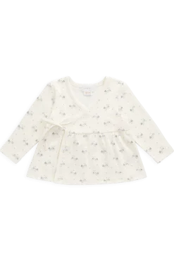 Organic Cotton Pointelle Clemence Wrap Top - Molly Blue