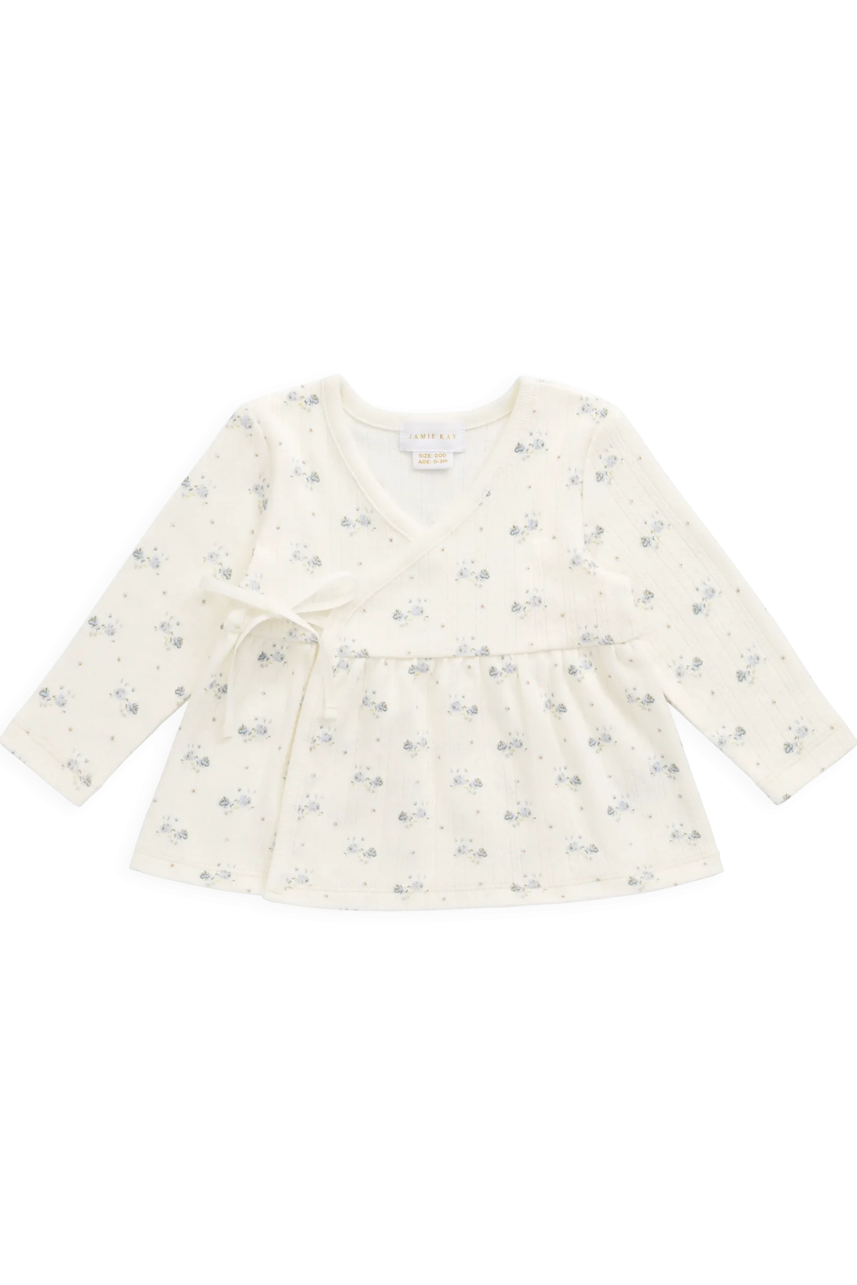 Organic Cotton Pointelle Clemence Wrap Top - Molly Blue