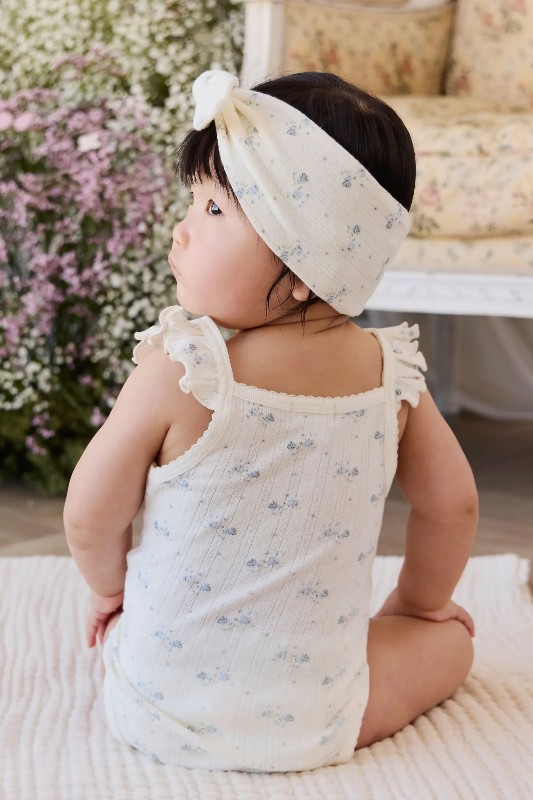 Organic Cotton Pointelle Eliane Bodysuit - Molly Blue