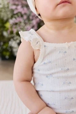 Organic Cotton Pointelle Eliane Bodysuit - Molly Blue