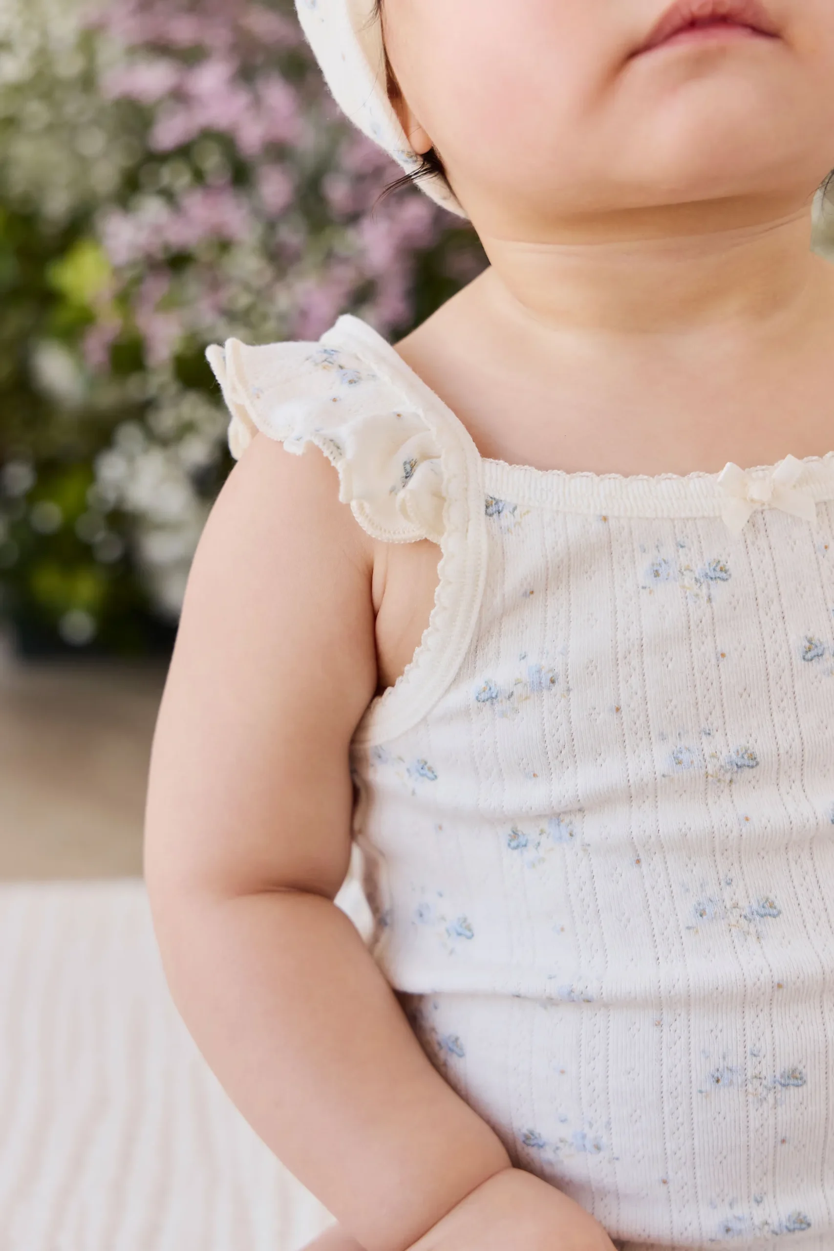 Organic Cotton Pointelle Eliane Bodysuit - Molly Blue