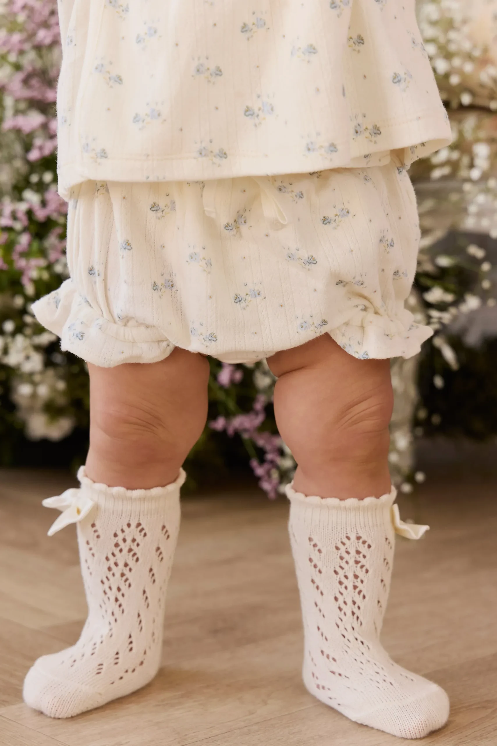 Organic Cotton Pointelle Frill Bloomer - Molly Blue