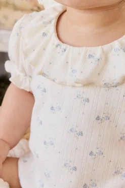 Organic Cotton Pointelle Marlene Bodysuit - Molly Blue