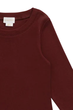 Organic Cotton Rib Helene Long Sleeve Top - Burgundy