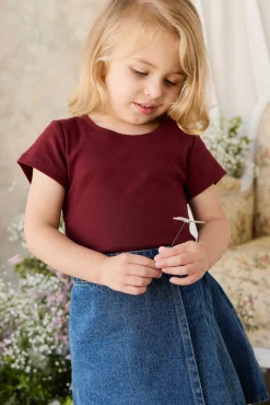 Organic Cotton Rib Helene Tee - Burgundy