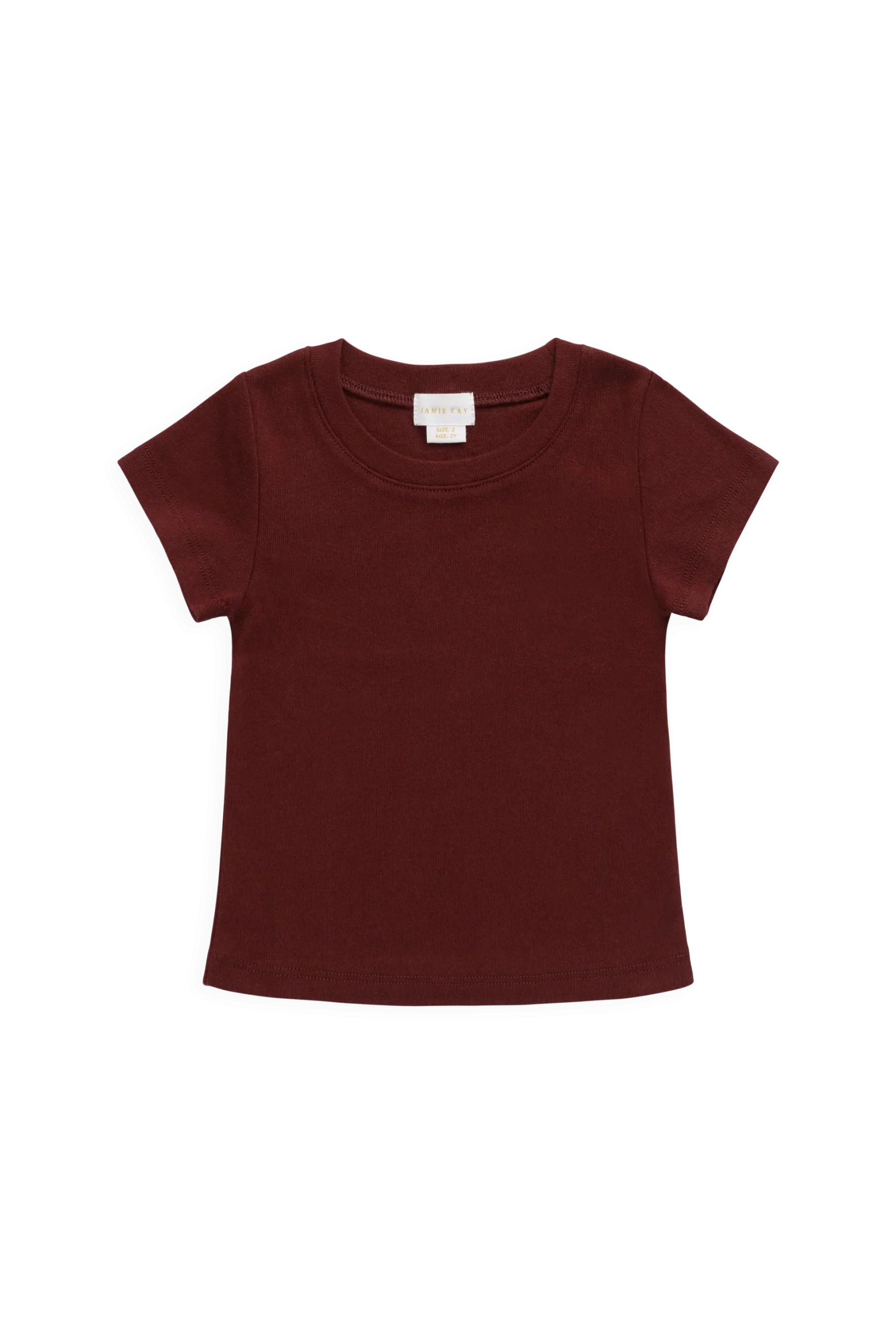 Organic Cotton Rib Helene Tee - Burgundy