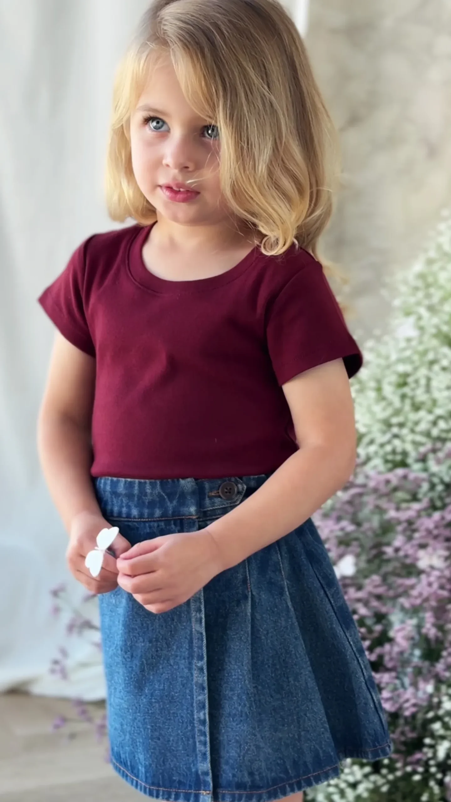 Organic Cotton Rib Helene Tee - Burgundy