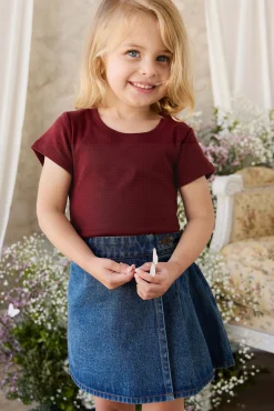 Organic Cotton Rib Helene Tee - Burgundy
