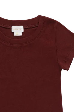 Organic Cotton Rib Helene Tee - Burgundy