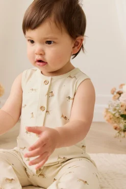 Organic Cotton Rupert Onepiece - Play Ball Cassava