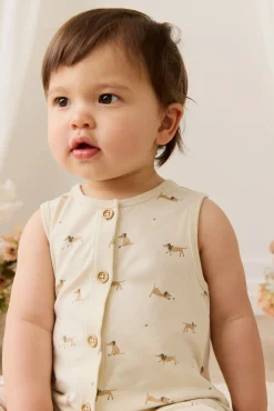 Organic Cotton Rupert Onepiece - Play Ball Cassava
