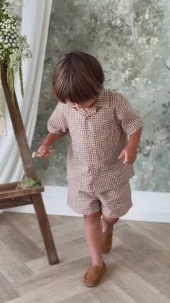 Organic Cotton Silas Shirt - Cabin Check Cocoa