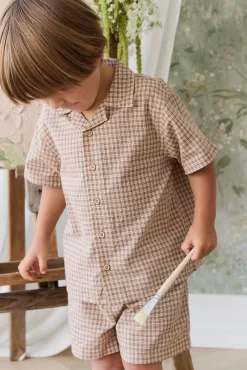 Organic Cotton Silas Shirt - Cabin Check Cocoa