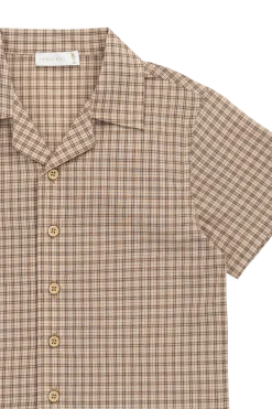 Organic Cotton Silas Shirt - Cabin Check Cocoa