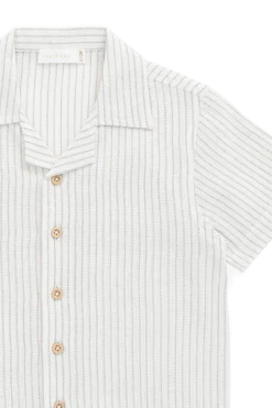 Organic Cotton Silas Shirt-Mini Pinstripe Parchment / Dawn