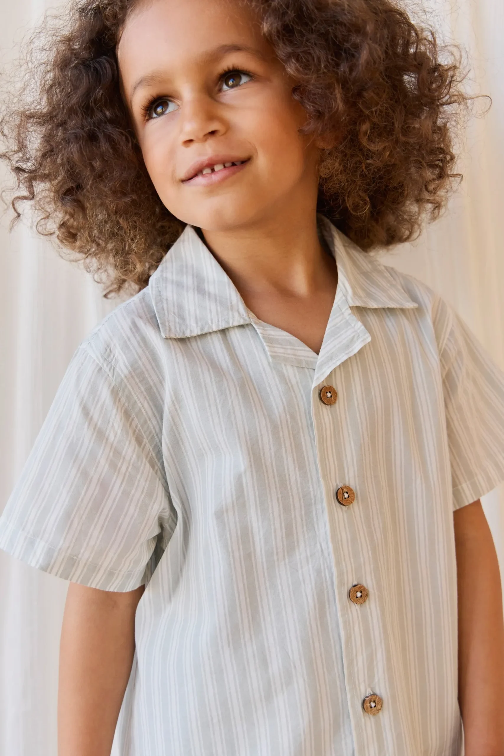 Organic Cotton Silas Shirt - Variegated Stripe Shoreline
