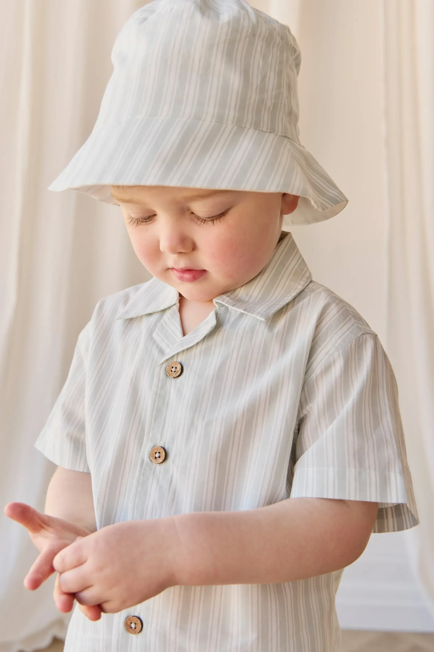 Organic Cotton Silas Shirt - Variegated Stripe Shoreline