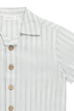 Organic Cotton Silas Shirt - Variegated Stripe Shoreline