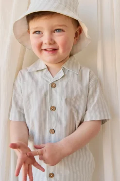 Organic Cotton Silas Shirt - Variegated Stripe Shoreline