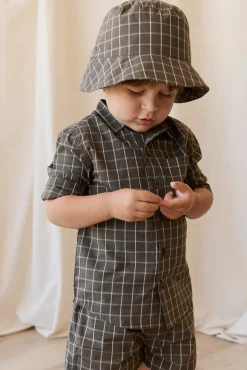 Organic Cotton Silas Short - Variegated Grid Tarmac