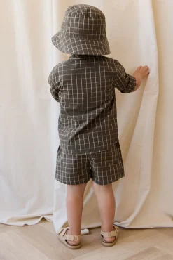 Organic Cotton Silas Short - Variegated Grid Tarmac