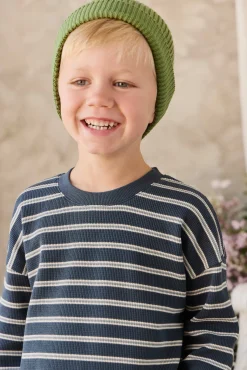 Organic Cotton Waffle Leith Long Sleeve Top - Dreamer Stripe Captain
