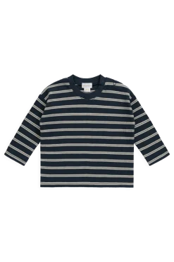 Organic Cotton Waffle Leith Long Sleeve Top - Dreamer Stripe Captain